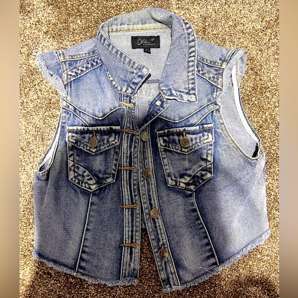 Denim crop top vest